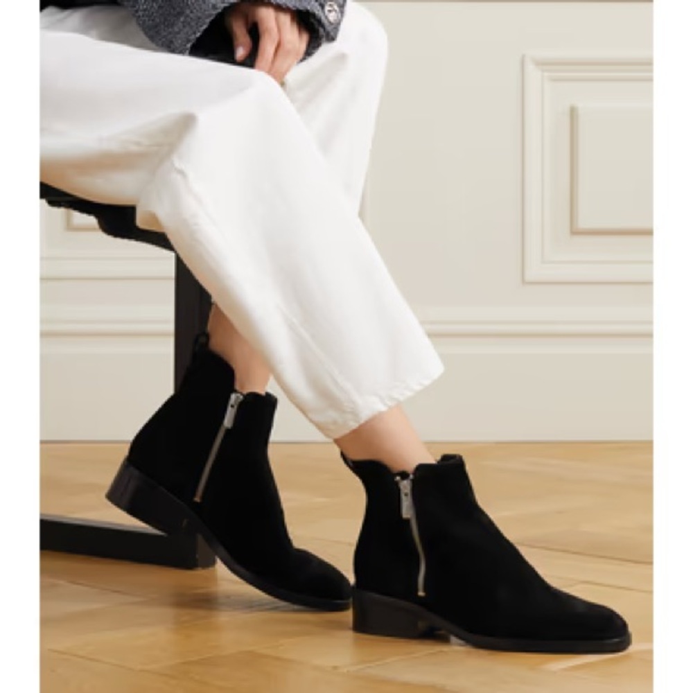 3.1 Phillip Lim Black Suede Boots in Navy color